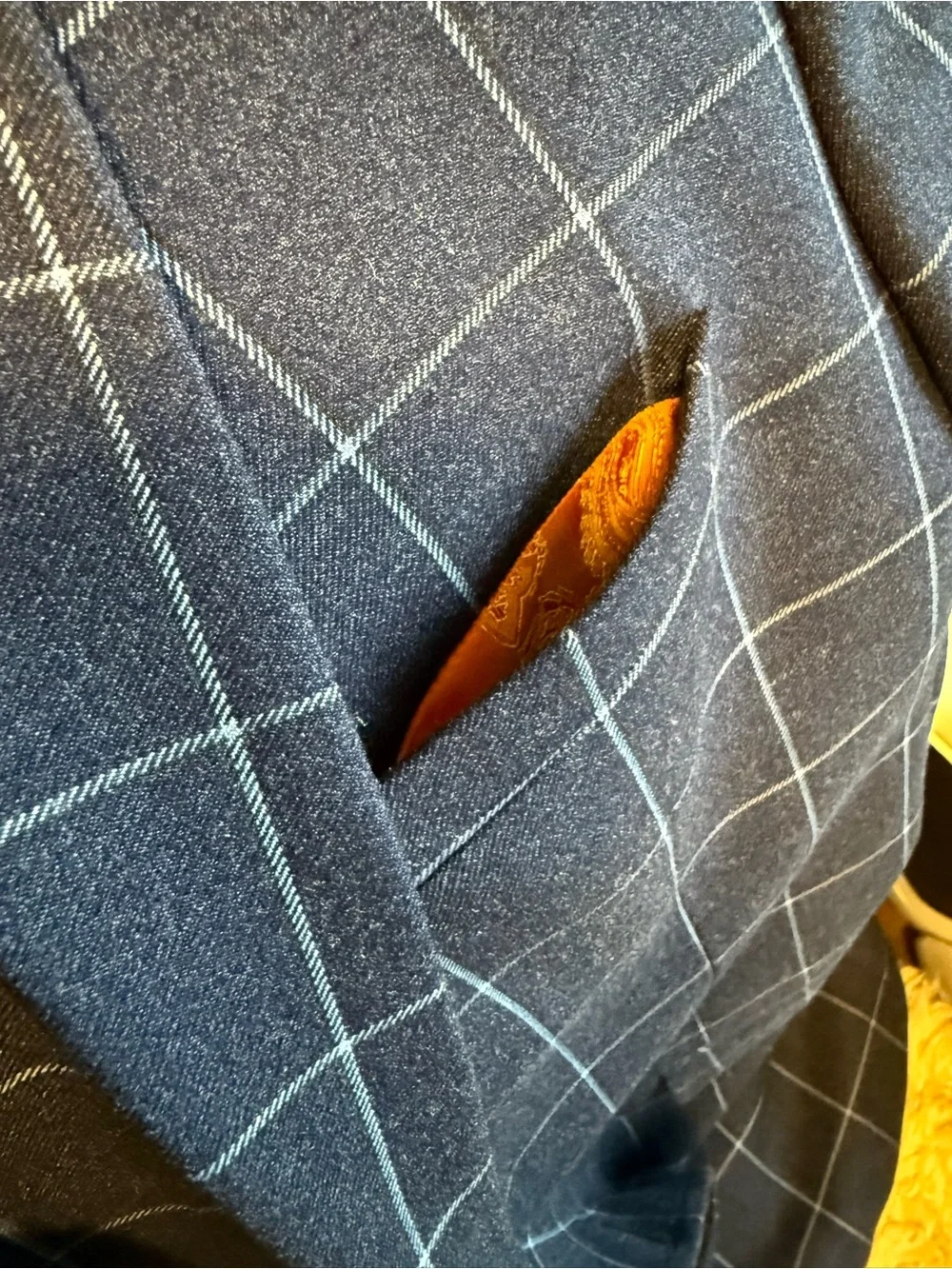 Men's Windowpane Navy Suit - Picture 5 of 10